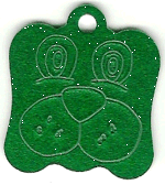 Green Dog face pet tag